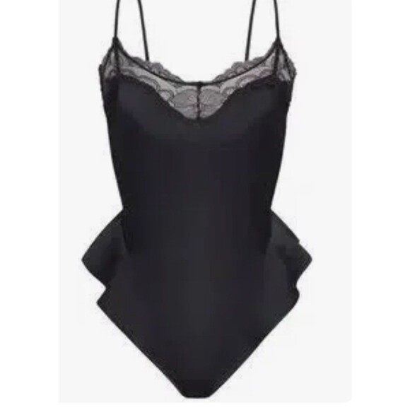 NWT Skims stretch satin lace teddy onyx - Picture 2 of 8